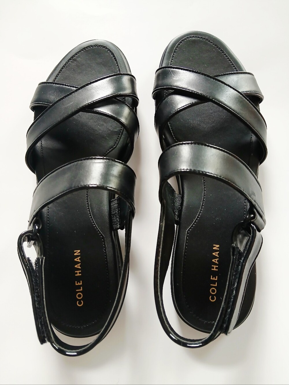 EUC Cole Haan Mirabelle Women's Criss-cross Black Leather Sandals, Size 10B